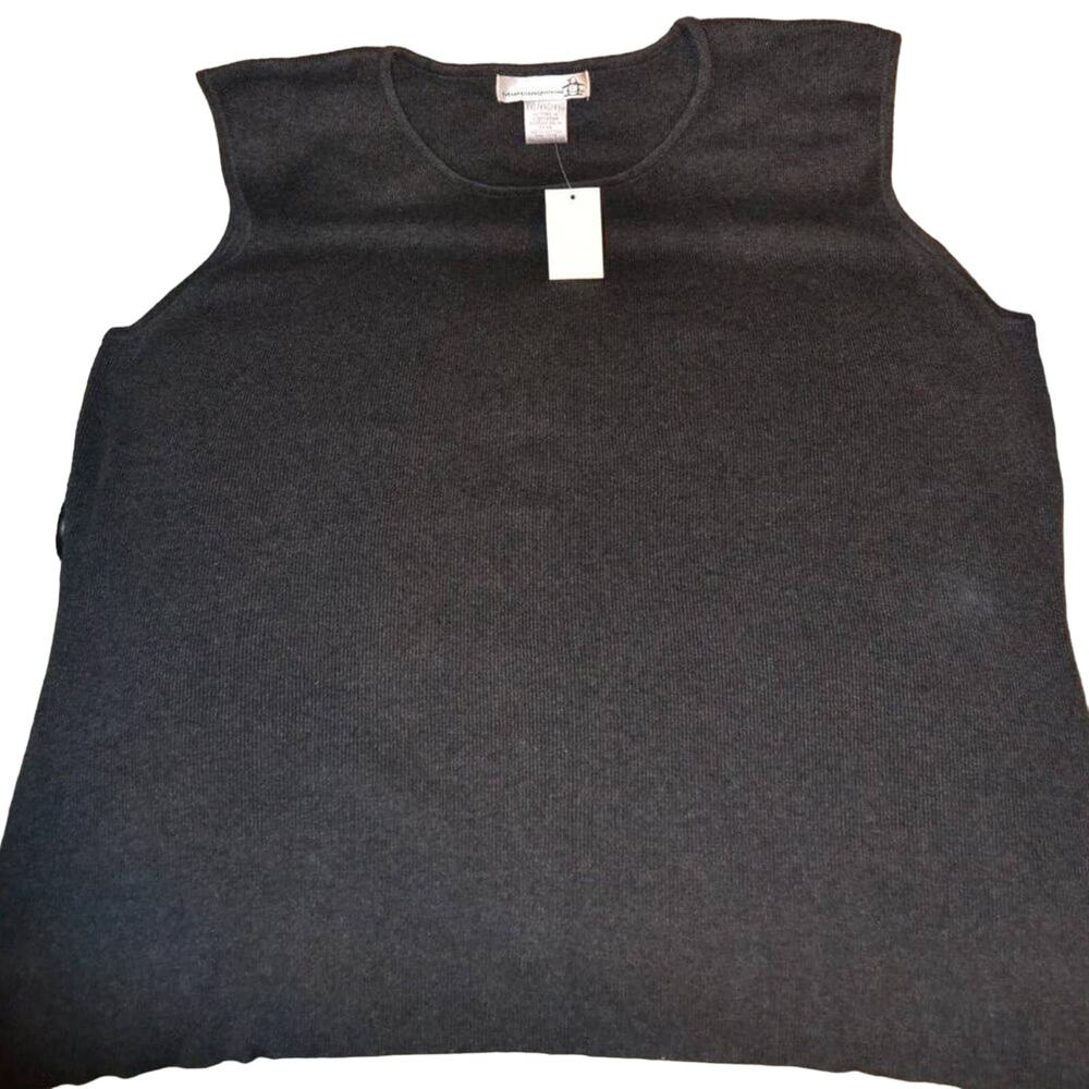 Dark Grey Ladies Sweater Knit Vest Size XXL Sleevless 100% Cotton